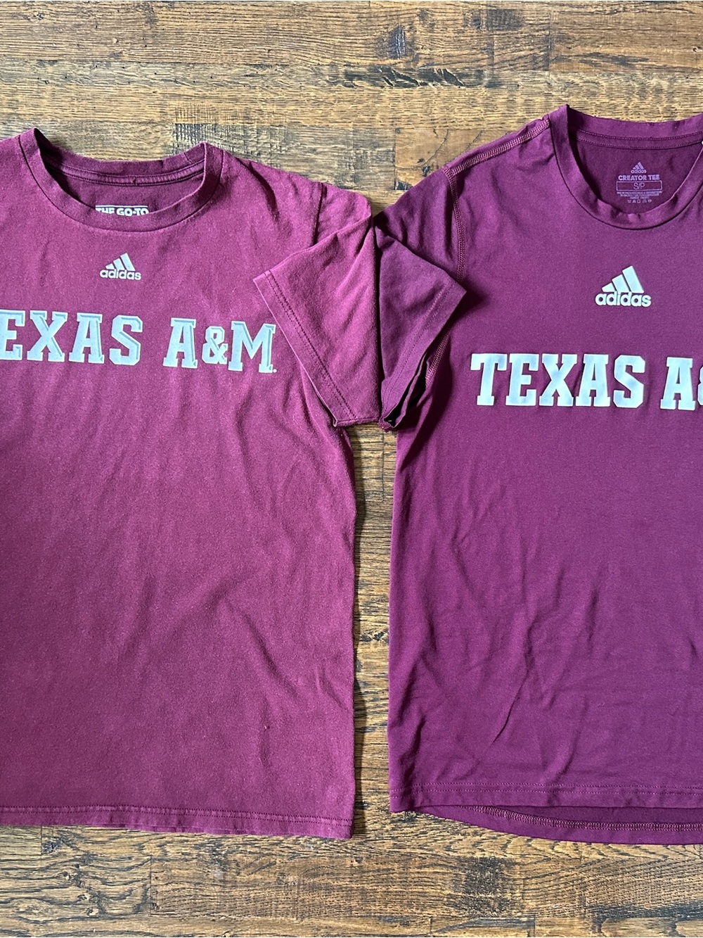 Adidas Texas A&M Aggies T-Shirts Maroon Small S LOT 2 Tops Women’s Men’s Bundle